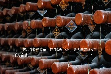 1、一萬塊錢投資股票，每月盈利15%，多少年可以成為千萬富翁？