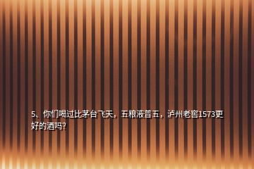 5、你們喝過比茅臺(tái)飛天，五糧液普五，瀘州老窖1573更好的酒嗎？