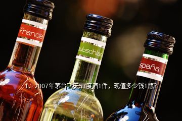 1、2007年茅臺飛天53度酒1件，現(xiàn)值多少錢1瓶？