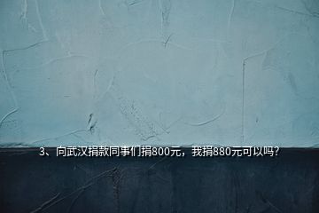 3、向武漢捐款同事們捐800元，我捐880元可以嗎？