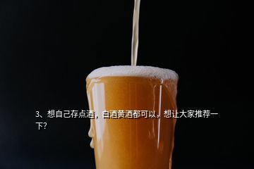 3、想自己存點酒，白酒黃酒都可以，想讓大家推薦一下？