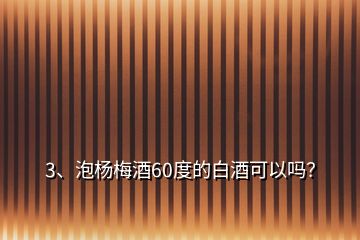 3、泡楊梅酒60度的白酒可以嗎？