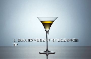 1、歐洲人喜歡中國白酒嗎？他們怎么看待中國白酒？