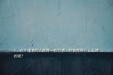 3、向不懂酒的人推薦一款白酒，你會推薦什么品牌的呢？