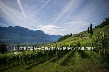 1、你喝過最多一次白酒的酒量是多少？說說你的經(jīng)歷？