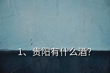 1、貴陽有什么酒？