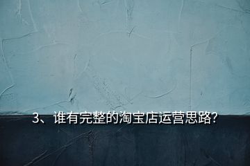3、誰(shuí)有完整的淘寶店運(yùn)營(yíng)思路？