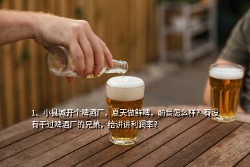 1、小縣城開個(gè)啤酒廠，夏天做鮮啤，前景怎么樣？有沒有干過啤酒廠的兄弟，給講講利潤率？