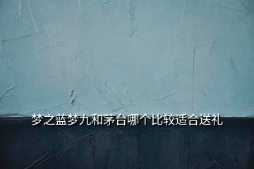 夢之藍(lán)夢九和茅臺哪個(gè)比較適合送禮