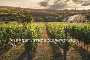 網(wǎng)上傳茅臺(tái)酒廠為日本捐款三億元是真的嗎如果是謠言為什么