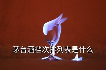 茅臺(tái)酒檔次排列表是什么