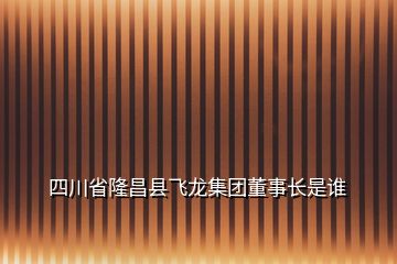 四川省隆昌縣飛龍集團董事長是誰