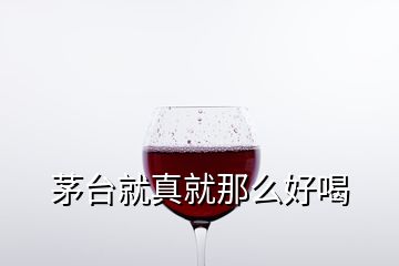 茅臺就真就那么好喝