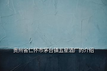 貴州省仁懷市茅臺鎮(zhèn)五星酒廠的介紹