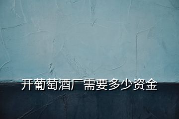 開葡萄酒廠需要多少資金