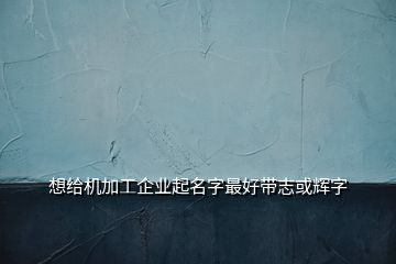 想給機(jī)加工企業(yè)起名字最好帶志或輝字