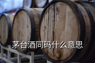 茅臺(tái)酒同碼什么意思