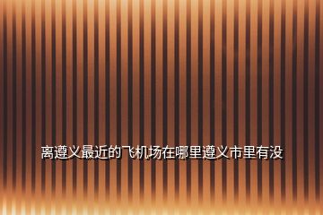離遵義最近的飛機(jī)場在哪里遵義市里有沒