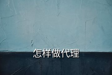 怎樣做代理