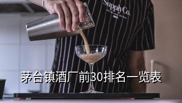 茅臺(tái)鎮(zhèn)酒廠前30排名一覽表