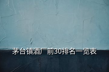 茅臺(tái)鎮(zhèn)酒廠前30排名一覽表