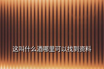 這叫什么酒哪里可以找到資料