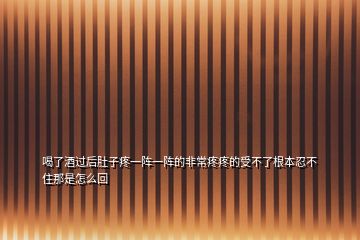 喝了酒過后肚子疼一陣一陣的非常疼疼的受不了根本忍不住那是怎么回