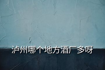 瀘州哪個(gè)地方酒廠多呀