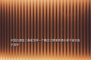 中國(guó)白酒金三角是怎樣一個(gè)概念沱牌舍得酒業(yè)是不是也處于其中