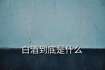 白酒到底是什么