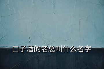 口子酒的老總叫什么名字