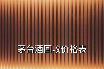 茅臺酒回收價格表