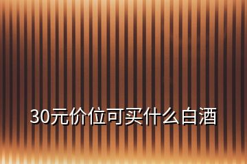 30元價(jià)位可買(mǎi)什么白酒