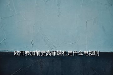 歐陽參加前妻高菲婚禮是什么電視劇