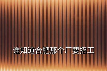 誰(shuí)知道合肥那個(gè)廠要招工