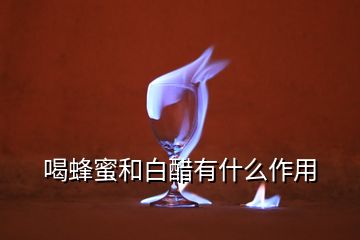 喝蜂蜜和白醋有什么作用