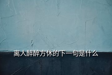 離人醉醉方休的下一句是什么