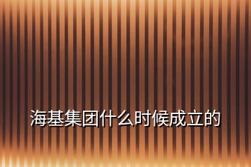 海基集團(tuán)什么時(shí)候成立的