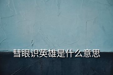 彗眼識英雄是什么意思