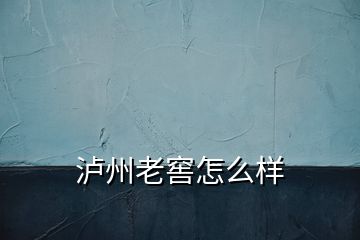 瀘州老窖怎么樣