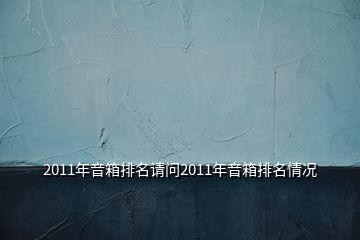 2011年音箱排名請問2011年音箱排名情況