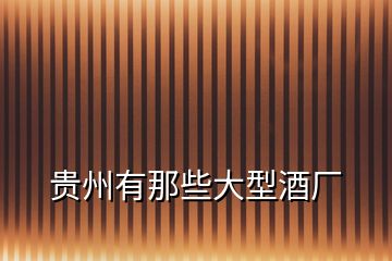 貴州有那些大型酒廠