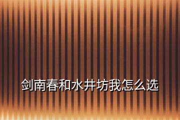 劍南春和水井坊我怎么選