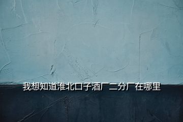 我想知道淮北口子酒廠二分廠在哪里