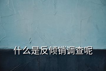 什么是反傾銷調(diào)查呢