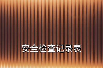 安全檢查記錄表