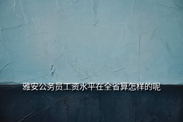 雅安公務(wù)員工資水平在全省算怎樣的呢