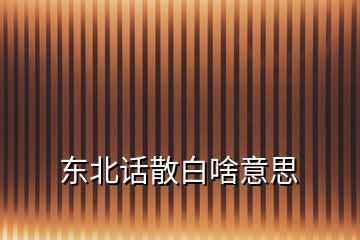 東北話散白啥意思