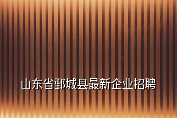 山東省鄄城縣最新企業(yè)招聘