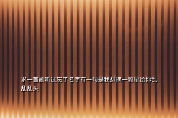 求一首歌聽過忘了名字有一句是我想摘一顆星給你亂亂亂頭